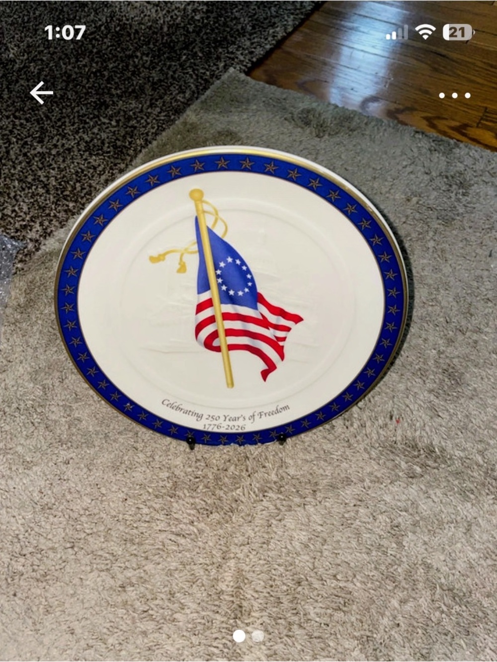 250 Commemorative Patriotic Dinner Plate from Melania Trump - Blue, White & Gold
